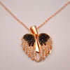 Pave Angel Wings Heart Pendant Necklace